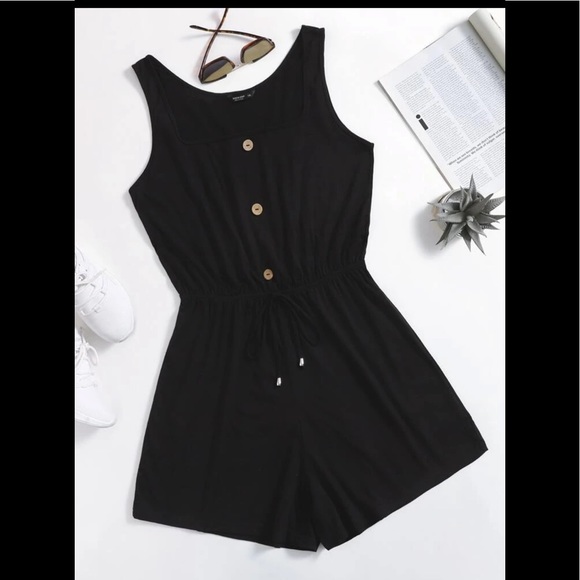 SHEIN Plus Square Neck Knot Waist Tank Romper 4XL